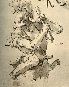 Soldado levantando o braço para atacar, meados do século XVIII, 1928 de Giovanni Battista Tiepolo