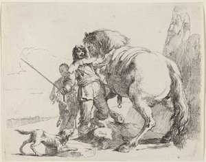 Soldado com cavalo e atendente de Giovanni Battista Tiepolo