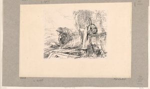 Mago em pé, soldado sentado e um homem, do Vari Capricci de Giovanni Battista Tiepolo