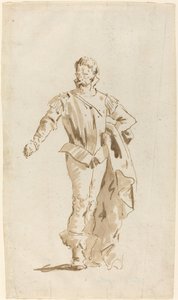 Homem de pé em traje do século XVI de Giovanni Battista Tiepolo