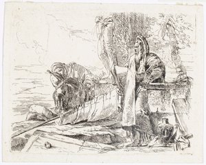 Filósofo de pé com um grande livro, de Vari Capricci de Giovanni Battista Tiepolo
