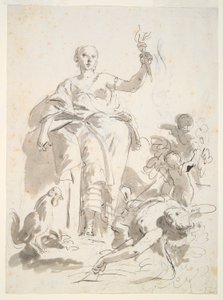 Estudo para o Triunfo da Indústria de frescos sobre a Idleness, na Villa Lochi al Biron de Giovanni Battista Tiepolo