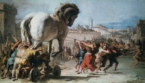 A procissão do cavalo de Tróia em Troia, c1760 de Giovanni Battista Tiepolo