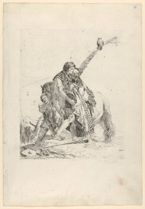 Três homens ao lado de um cavalo, do Scherzi, ca. 1740. de Giovanni Battista Tiepolo