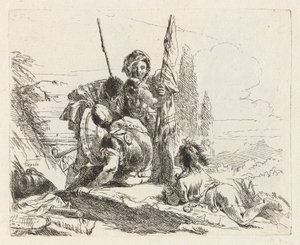 Três soldados e um menino, de Vari capricci (Vários caprichos) de Giovanni Battista Tiepolo