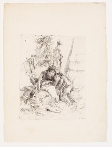 Dois bruxos sentados e dois jovens de Giovanni Battista Tiepolo