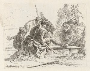 Dois soldados e duas mulheres, de Vari capricci (Vários caprichos) de Giovanni Battista Tiepolo