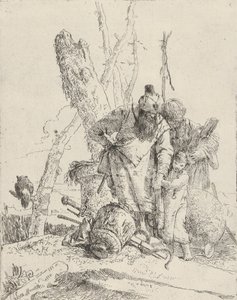 Dois astrólogos e um menino, do Scherzi, ca. 1743-50. de Giovanni Battista Tiepolo