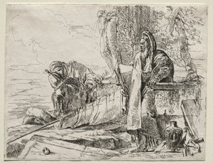 Vários caprichos: o filósofo segurando um livro. de Giovanni Battista Tiepolo