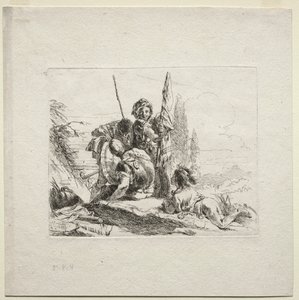 Vários caprichos: os três soldados e o menino de Giovanni Battista Tiepolo