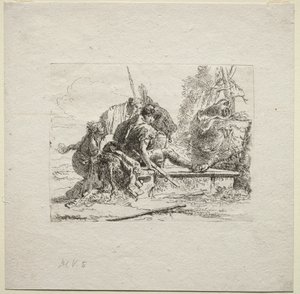 Vários caprichos: os dois soldados e as duas mulheres de Giovanni Battista Tiepolo