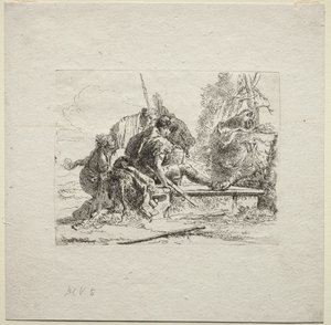 Vários Caprichos: Os Dois Soldados e as Duas Mulheres, 1785. de Giovanni Battista Tiepolo