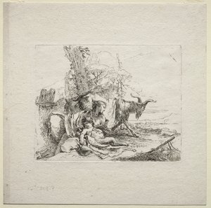 Vários caprichos: a mulher com pandeiro de Giovanni-Battista Tiepolo