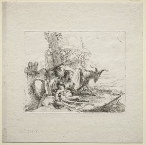Vários Caprichos: A Mulher com Pandeiro, 1785. de Giovanni Battista Tiepolo