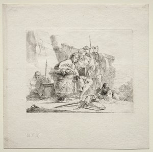 Vários caprichos: o jovem sentado, encostado numa urna de Giovanni Battista Tiepolo