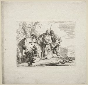Vários Caprichos: O Jovem Soldado e o Astrólogo, 1785. de Giovanni Battista Tiepolo