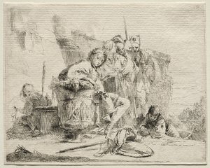 Vários caprichos: jovem sentado, encostado a uma urna. de Giovanni Battista Tiepolo