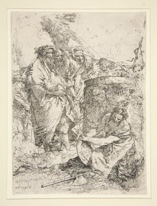 Mulher ajoelhada e segurando um prato, da série Scherzi de Giovanni Battista Tiepolo