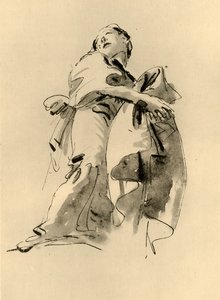 Mulher curvada para a direita, mas olhando para cima, meados do século XVIII, 1928 de Giovanni Battista Tiepolo