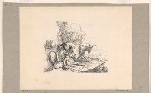Mulher com um sátiro infantil, do Vari Capricci de Giovanni Battista Tiepolo