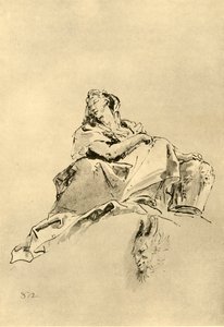 Jovem sentada, segurando um jarro ao lado, meados do século XVIII, 1928 de Giovanni Battista Tiepolo
