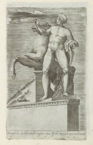 Sculptuur van een van de Dioscuren op het Quirinaal te Rome Bucephalus & Alexander ótimo trabalho (...) (título no objeto) Esculturas antigas em Roma (título da série) Ícones das antigas estátuas da cidade de Roma que são vistas em locais públicos (título  de Giovanni Battista de