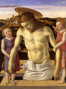 Italiano:  Cristo morto sorretto da due angeli Dead Christ Supported by Two Angels de Giovanni Bellini