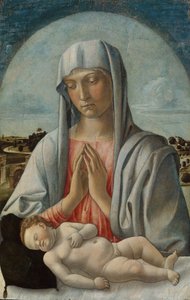 Madonna adorando a criança adormecida, início dos anos 1460. de Giovanni Bellini