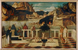 Alegoria sagrada (pintura sobre madeira) de Giovanni Bellini