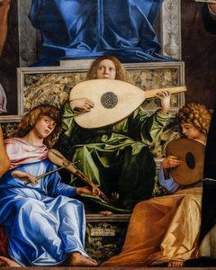Virgem com o Menino e os santos (óleo sobre madeira) de Giovanni Bellini