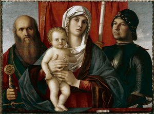 Virgem com criança entre São Paulo e São Jorge Pintura de Giovanni Bellini dit il Giambellino de Giovanni Bellini