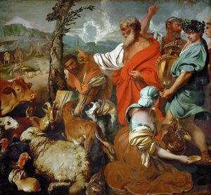Arche de Noe - Barroco : A Arca de Noé de Animais por Castiglione, Giovanni Benedetto (1610-1665), Segunda Metade do 17º cen... Óleo sobre tela, 200x217,5. Museu de História de Arte, Vienne de Giovanni Benedetto Castiglione