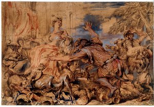 Odisséia de Homero: os companheiros da bruxa Circe e Odisseu (Ulisses) transformados em porcos - Desenho