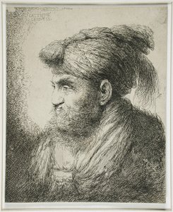 Homem barbudo vestindo um turbante, 1647-51 de Giovanni Benedetto Castiglione