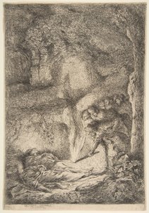 Encontrando os corpos de Santos Pedro e Paulo, 1645-51. de Giovanni Benedetto Castiglione