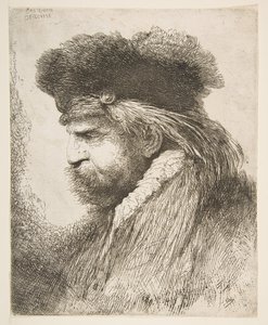 Cabeça de um velho virado para a esquerda, da série Large Large Heads, ca. 1645-50. de Giovanni Benedetto Castiglione