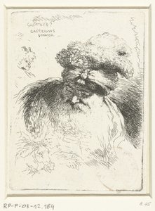Cabeça de um velho com um chapéu Pequeno estudo de cabeças com chapelaria oriental (título da série) de Giovanni Benedetto Castiglione
