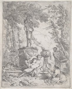 Pan reclinado diante de um Herm de Giovanni Benedetto Castiglione