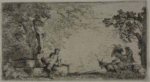 Sátiro descansando sob um Herm de Giovanni Benedetto Castiglione