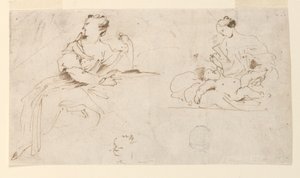 Mulher sentada, mãe e filho de Giovanni Benedetto Castiglione