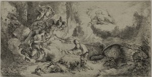 A Natividade com Deus Pai e Anjos de Giovanni Benedetto Castiglione