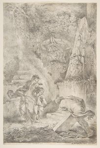 Teseu encontrando os braços de seu pai, 1645 publicado 1648. de Giovanni Benedetto Castiglione