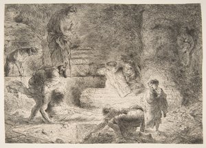 Tobit enterrando os mortos, ca. 1647-51. de Giovanni Benedetto Castiglione