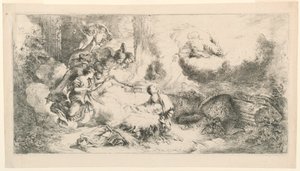 Virgem e Criança com Deus Pai e Anjos de Giovanni Benedetto Castiglione