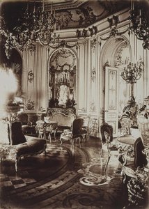O Palácio Stroganov em São Petersburgo. Sala de estar oval, década de 1860