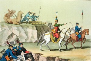 Uma tropa de soldados em avanço, ilustração de 