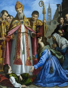 São Zenóbio reanima um rapaz morto, provavelmente cerca de 1610-20 (óleo sobre tela)