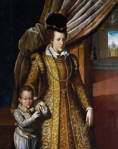 Retrato de Joana de Áustria, Grã-Duquesa da Toscana, por Giovanni Bizzelli, pintura de Giovanni Bizzelli