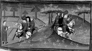 Decameron, Betto Brunelleschi e a sua brigada encontram-se com Guido Cavalcanti; Betto explica as palavras de Guido aos seus amigos. Dia 6, notícia 9 de Giovanni Boccaccio