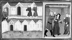 Decameron, Calandrino e os seus amigos procuram o heli-trope no Mugnon; Calandrino bate na mulher. Oitavo dia, conto 1 de Giovanni Boccaccio